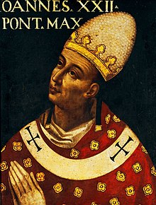 image of Portrait by Giuseppe Franchi of Pope John XXII (1316–1334) who was referred to as "the banker of Avignon".[451]