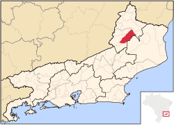 Location of Cambuci in the state of Rio de Janeiro