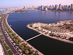 The Buhaira Corniche has numerous upscale hotels. The Sharjah Commerce Tourism Development Authority is also located along the corniche.
