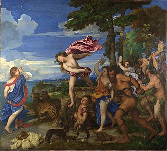 Titian used an ultramarine sky and robes to give depth and brilliance to his Bacchus and Ariadne (1520–1523)