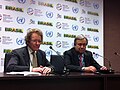 UNU Rector Osterwalder with UNHCR Commissioner Gutteres at Rio+20 Press Conference
