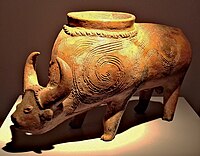 A ceramic water buffalo from 2300 BC found in Lopburi, Thailand (Museum of Asian Art, Berlin)