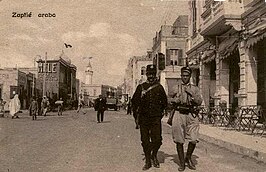 An Italian Carabiniere and an Arabic Zaptié patrolling in Tripoli, 1914