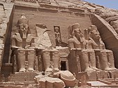 The entrance of the Great Temple of the Abu Simbel temples, founded around 1264 BC