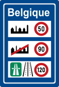 Belgien (altes Schild, bis 2017; Wallonien: weiterhin 90 km/h auf Landstraßen)