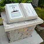 Memorial to French destroyer Mousquet sunk in the Battle of Penang in front of the church
