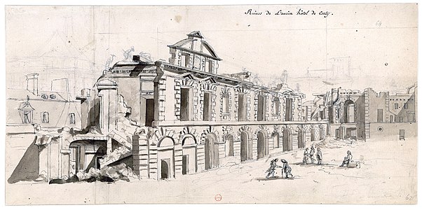 Demolition of the Hôtel de Conti c. 1770, view of the garden façade