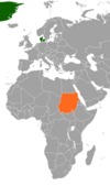 Location map for Denmark and Sudan.