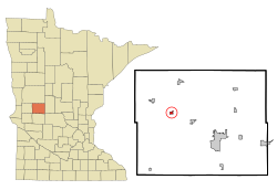 Location of Brandon within Douglas County and state of Minnesota