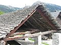 A dry laid stone roof in Switzerland