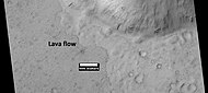 Lava flow and dark slope streaks, as seen by HiRISE under HiWish program