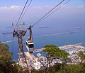 Gondola of Gibraltar Cable Car on upper elevation