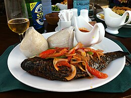 Banku and grilled tilapia fish