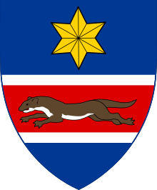 A coat-of-arms, depicting a star and a marten