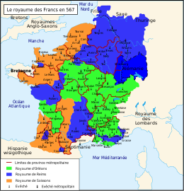 Frankish kingdoms in 567.