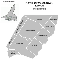 North Nazimabad Town was divided into 10 Union Councils
