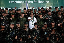 Duterte with the soldiers at the 10th Infantry Division
