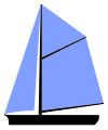 Gaff-rigged sloop with a headsail and a gaff topsail