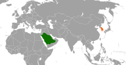 Map indicating locations of Saudi Arabia and South Korea