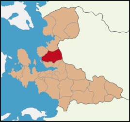 Map showing Menemen District in İzmir Province