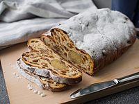 A Dutch Kerststol with an almond paste filling