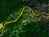 The winding Amazon River.