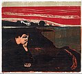 Edvard Munch: Abend. Melancholie I. Holzschnitt, 1896, 41,1 × 55,7 cm, Munch-Museum Oslo