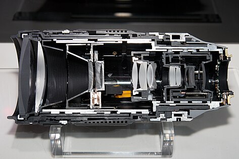 Cross section of Fujinon XF100-400mm zoom lens
