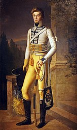 A young Wilhelm Malte in the uniform of a cornet in the Swedish Light Life Dragoon Regiment, oil painting in Granitz Hunting Lodge on Rügen.