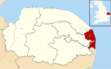 Great Yarmouth shown within Norfolk