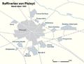 Fuer 15px Luftangriffe auf Ploiești recherchierte und initiierte und von User:NordNordWest umgesetzte Karte der Raffinerien von Ploiesti