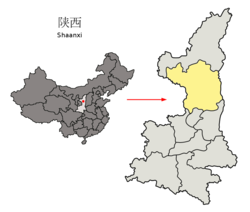 Location of Yan'an City jurisdiction in Shaanxi