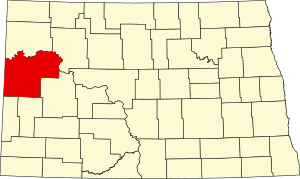 Map of North Dakota highlighting McKenzie County