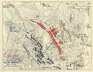 Map shows the Battle of Eylau early on 8 Feb. 1807.