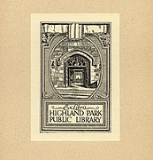 Bookplate for the Highland Park Public Library