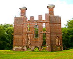 View of Rosewell, in Virginia, now a ruin. The architecture of this building in the United States is said to be derived from Soulton Hall.