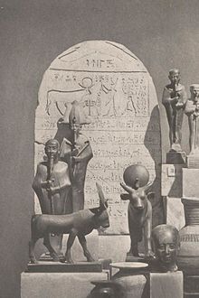 In the background, Shoshenq V standing in front of an Apis bull on a stela of his Year 37.