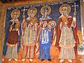 A 15th century fresco depicting Saint Kyriaki (Nedela) on the right in Pobožje, North Macedonia.