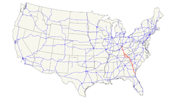 Karte des U.S. Highways 25