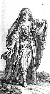 A black-and-white stencil of a woman in noble attire