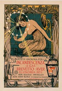 Poster for gas lamps by Giovanni Mataloni (1896)