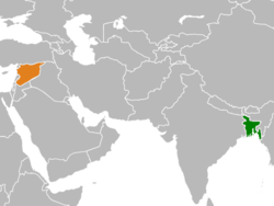 Map indicating locations of Bangladesh and Syria