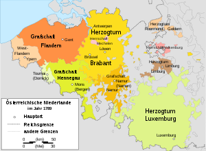 Österreichische Niederlande im Jahr 1786 (orange)