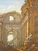 Capriccio of Roman ruins with figures in the foregound, n.d., private collection