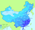 The average annual precipitation in China and Taiwan