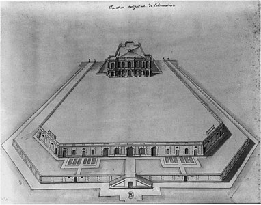 Bird's-eye view of the Paris Observatory, 1667 drawing by Perrault[20]
