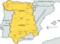 The kingdoms of the Crown of Castile in 1400. Note how Old Castile was called Kingdom of Castile and New Castile was called the Kingdom of Toledo.