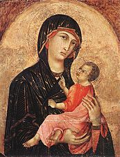 In the 1280s, Duccio also painted the Christ child dressed in pink
