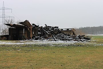 Reste der Mühle nach dem Brand im Januar 2011