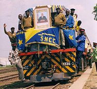 Congo Railway's first train arrives in Kindu in 2004 after the rehabilitation of the line